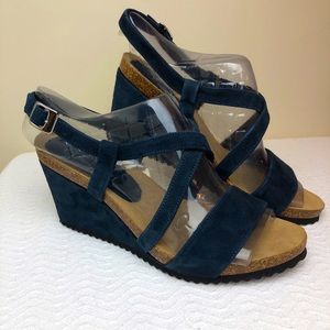 Cordani Atwell Blue Suede Wedge Sandals NEW Made in Italy Size 38